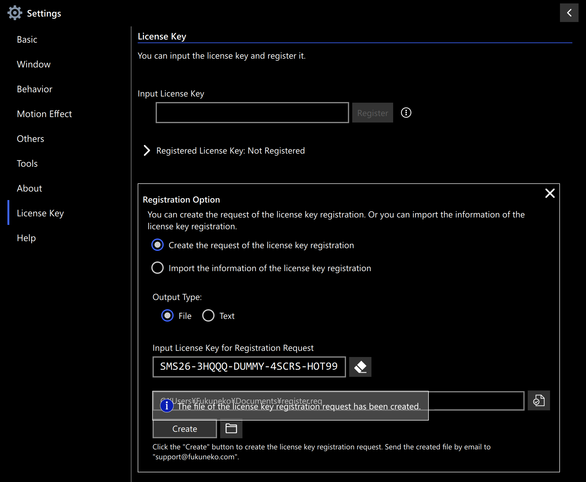 Creationg a Registration Request File